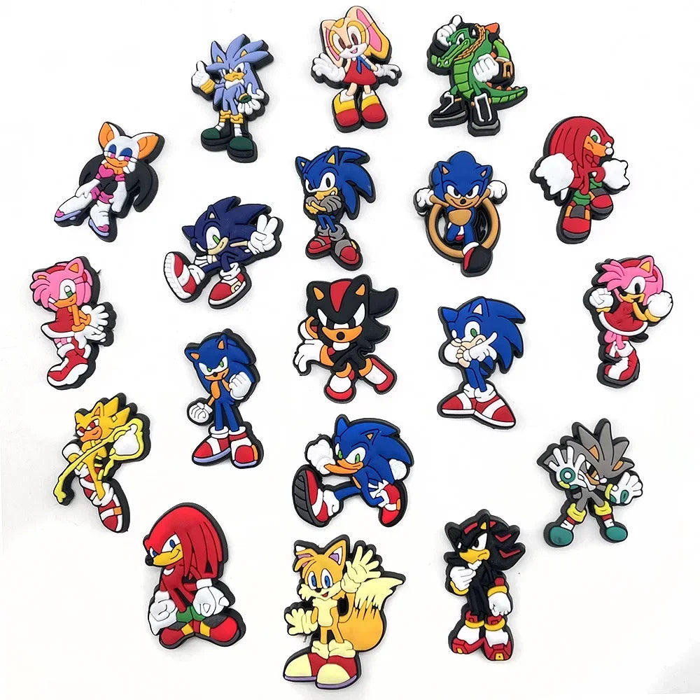 Sonic Croc Charms - 20-Piece Charm Set | Kids Shoe Decorations & Accessories Charms