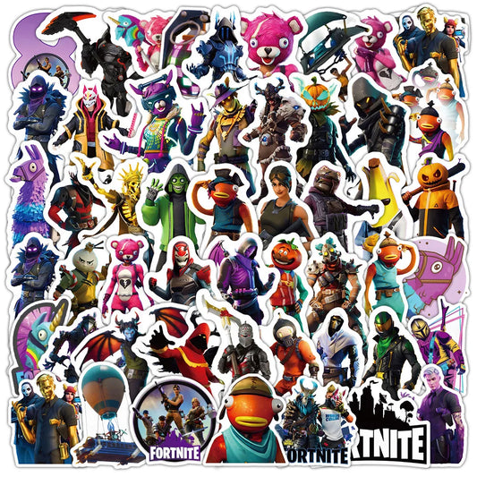 Fortnite Game Stickers - 50pcs PVC Decorative Gaming Sticker Set | Bandai Stickers