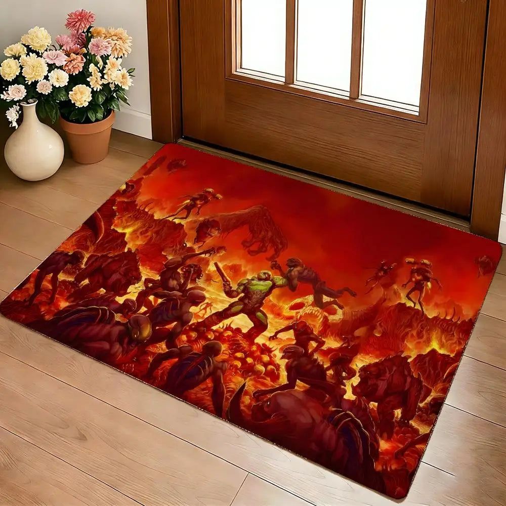 DOOM Battle Arena Gaming Rug - Flannel Non-Slip Floor Mat