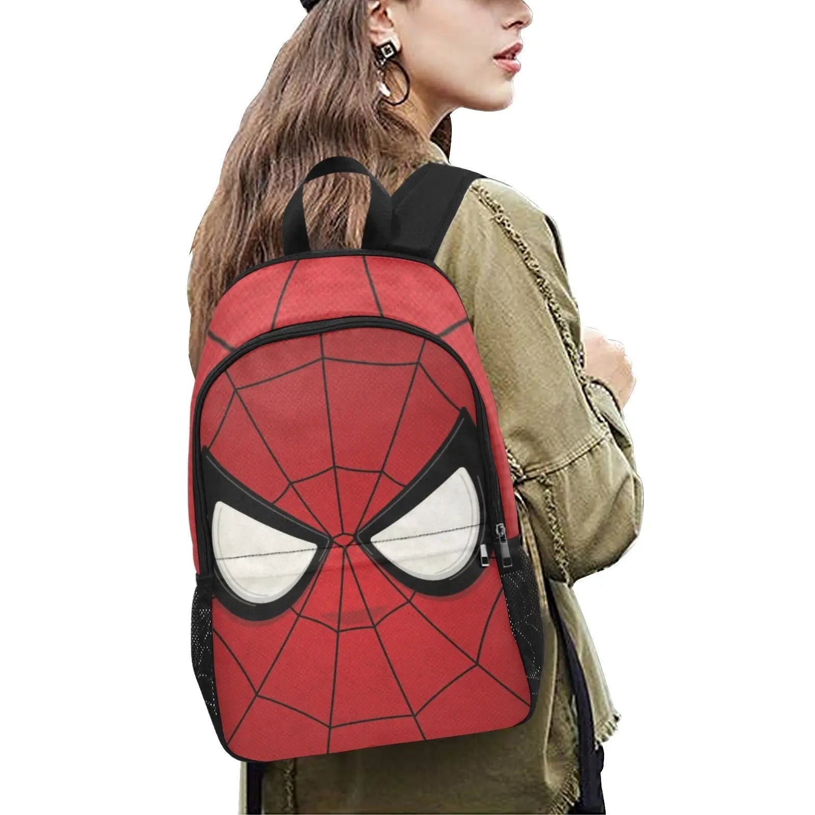 Fabric Backpack With Side Mesh Pockets - Durable Polyester Bag, Adjustable Straps Backpack