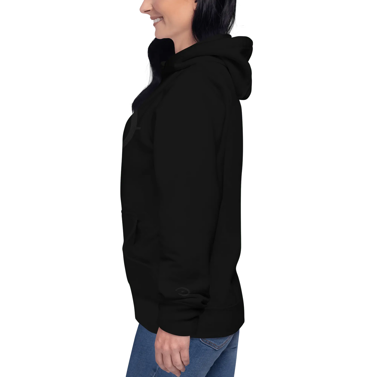 Embroidered Unisex Hoodie - Black Hoodie With Pouch Pocket | Soft Cotton Blend