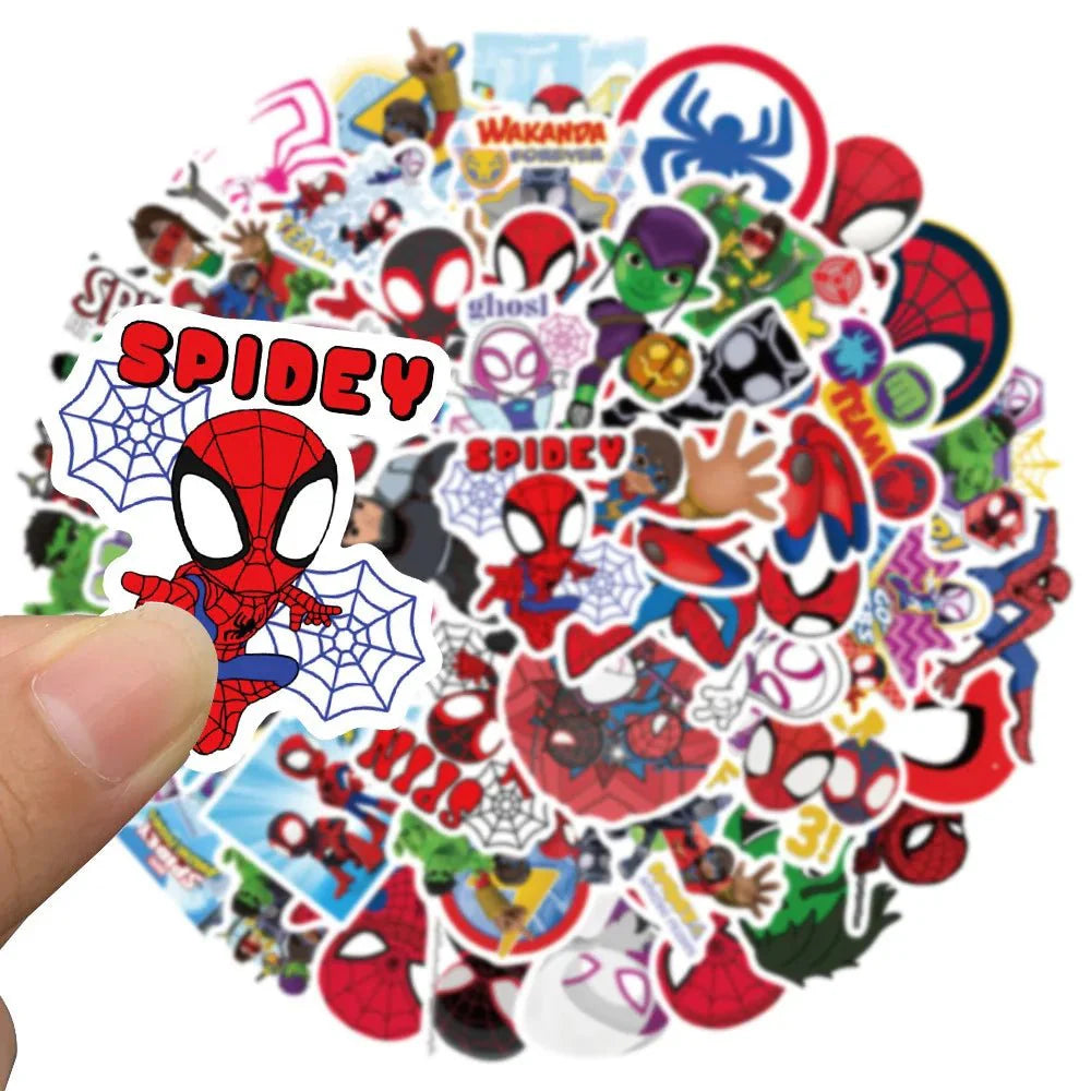 Spiderman Stickers – 50pcs Marvel Cartoon Vinyl Decals | Durable, Colorful Stickers