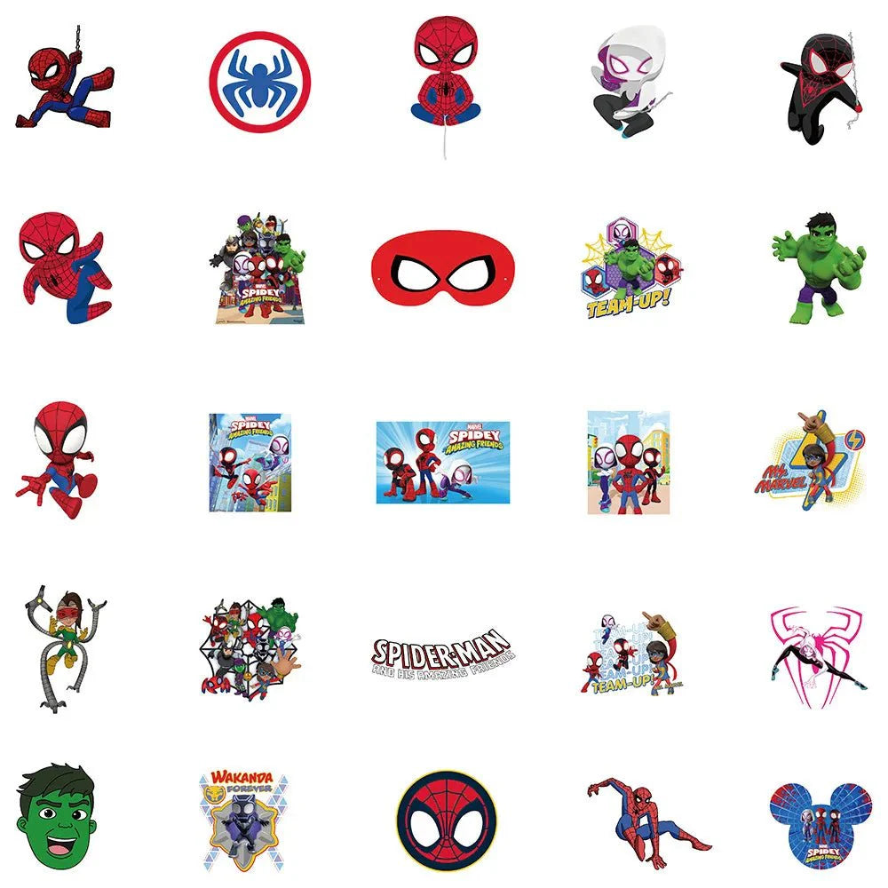 Spiderman Stickers – 50pcs Marvel Cartoon Vinyl Decals | Durable, Colorful Stickers