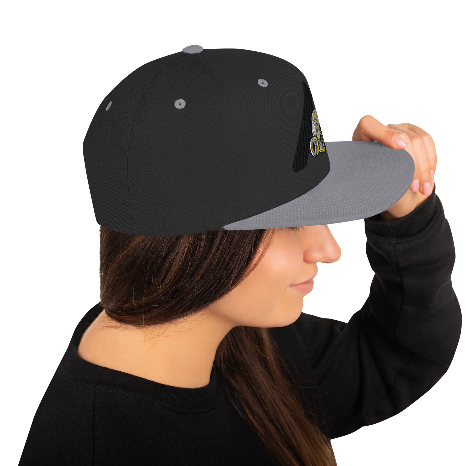 Embroidered Snapback Hat - Classic Fit, Adjustable Closure, Green Camo Cap Hats
