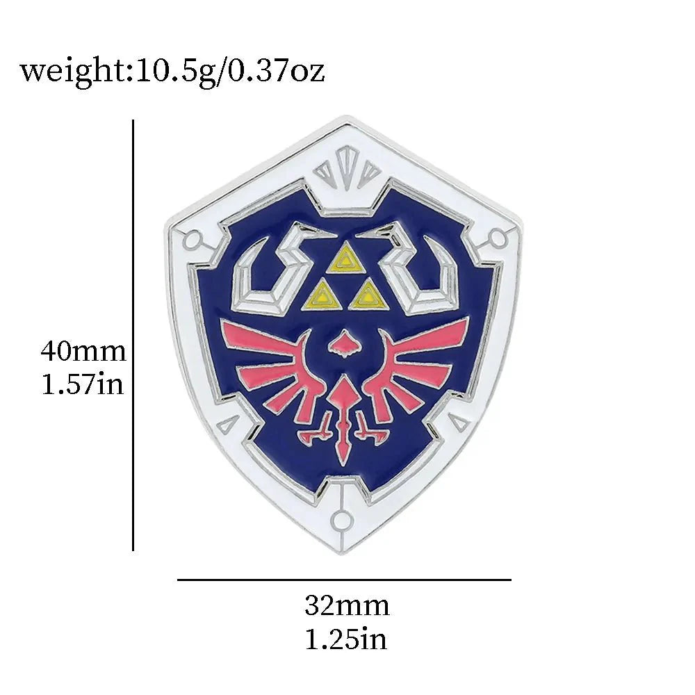 Classic Zelda Enamel Brooch Link Sword Lynel Shield Lapel Badge Pins XZ753