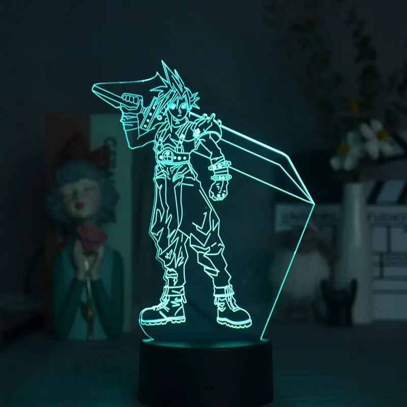 Cloud Strife Night Light – LED Touch Lamp for Game Room Lighting & USB Powered