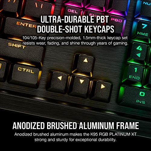 Corsair K95 RGB PLATINUM XT Mechanical Wired Gaming Keyboard - Cherry MX Speed Switches - PBT Double - Shot Keycaps - iCUE Compatible - QWERTY NA Layout - Black - Gapo Goods -