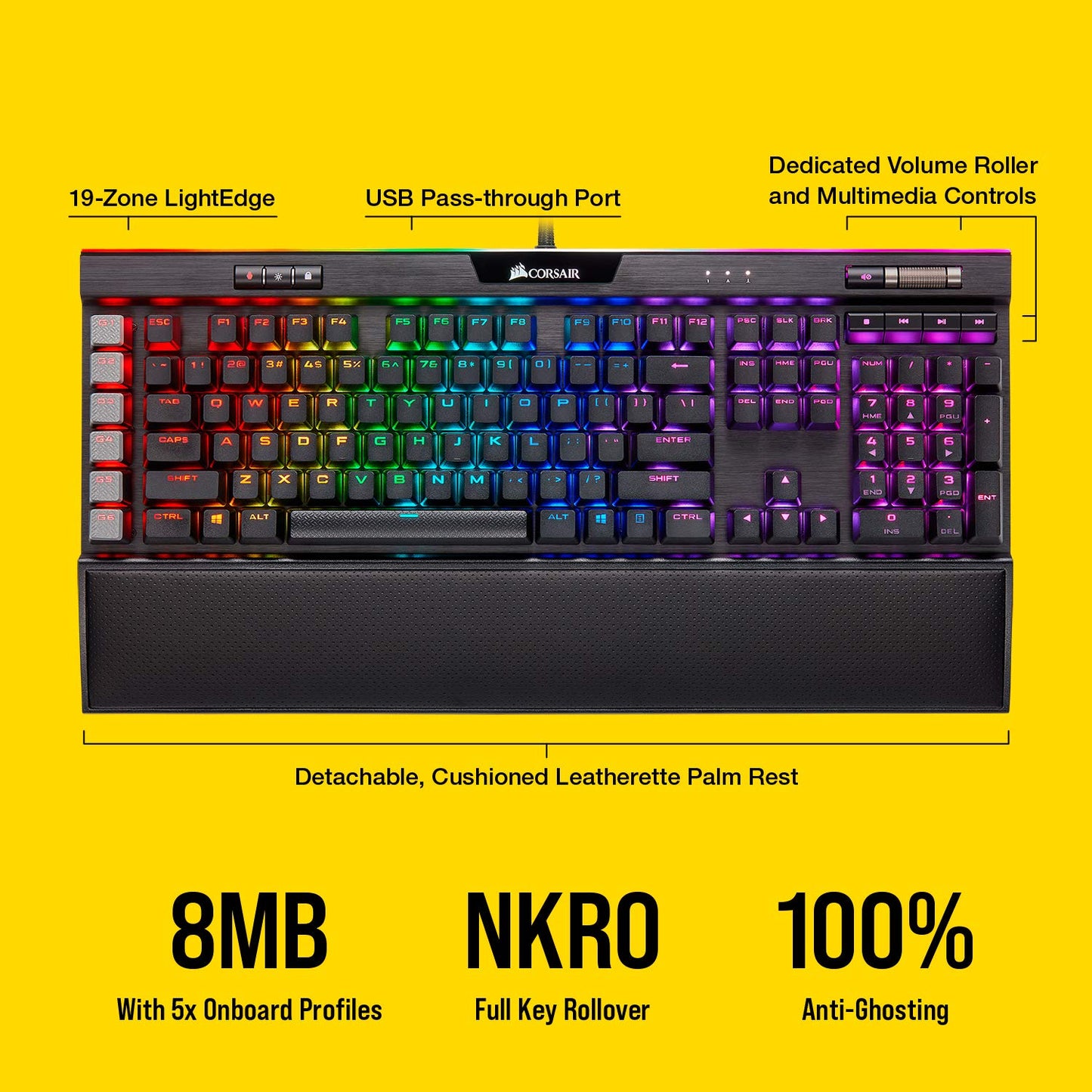 Corsair K95 RGB PLATINUM XT Mechanical Wired Gaming Keyboard - Cherry MX Speed Switches - PBT Double - Shot Keycaps - iCUE Compatible - QWERTY NA Layout - Black - Gapo Goods -