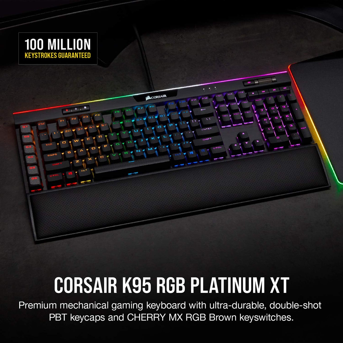 Corsair K95 RGB PLATINUM XT Mechanical Wired Gaming Keyboard - Cherry MX Speed Switches - PBT Double - Shot Keycaps - iCUE Compatible - QWERTY NA Layout - Black - Gapo Goods -