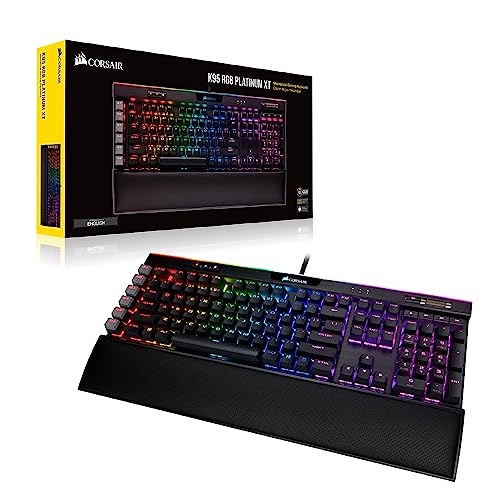 Corsair K95 RGB PLATINUM XT Mechanical Wired Gaming Keyboard - Cherry MX Speed Switches - PBT Double - Shot Keycaps - iCUE Compatible - QWERTY NA Layout - Black - Gapo Goods -