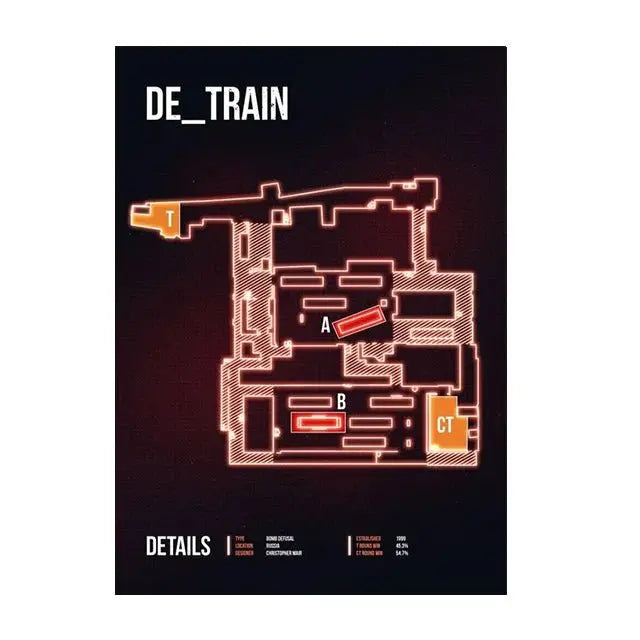 Counter-Strike Legends: CS GO Map Art Prints for Gamers PF19970
