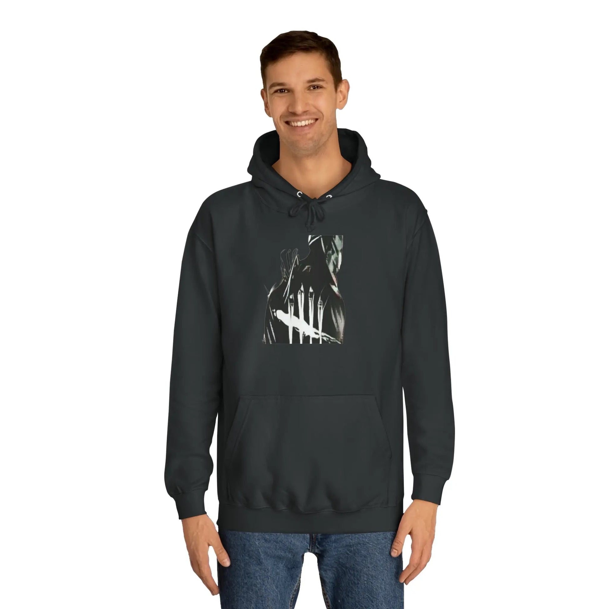 Unisex College Hoodie – Cozy Kangaroo Pocket Hoodie | Breathable Cotton Polyester Blend Jet Black Hoodie