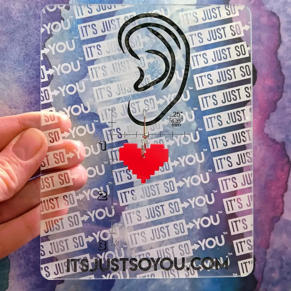 8 Bit Pixel Earrings - Handmade Red Gamer Heart Hypoallergenic Nickel Free Jewelry Jewelry