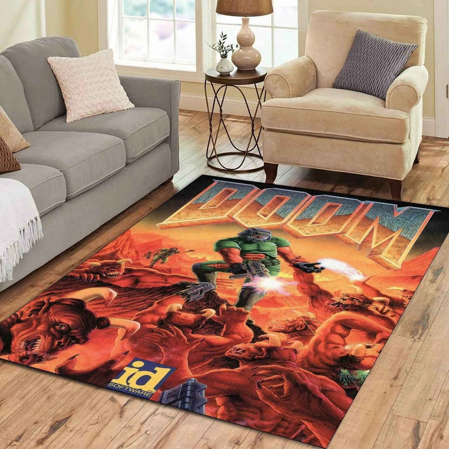 Doom Game Rug | Retro Gaming Area Rug with Anti Slip Backing by Gapo Goods 48x72 inches