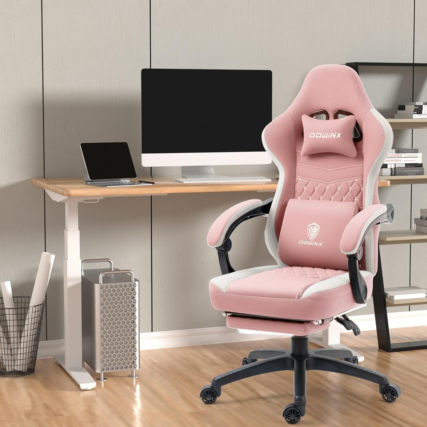 Gaming Chair Breathable Fabric - Ergonomic Seat with Lumbar Support & Massage Gel Pad Gaming Accessories