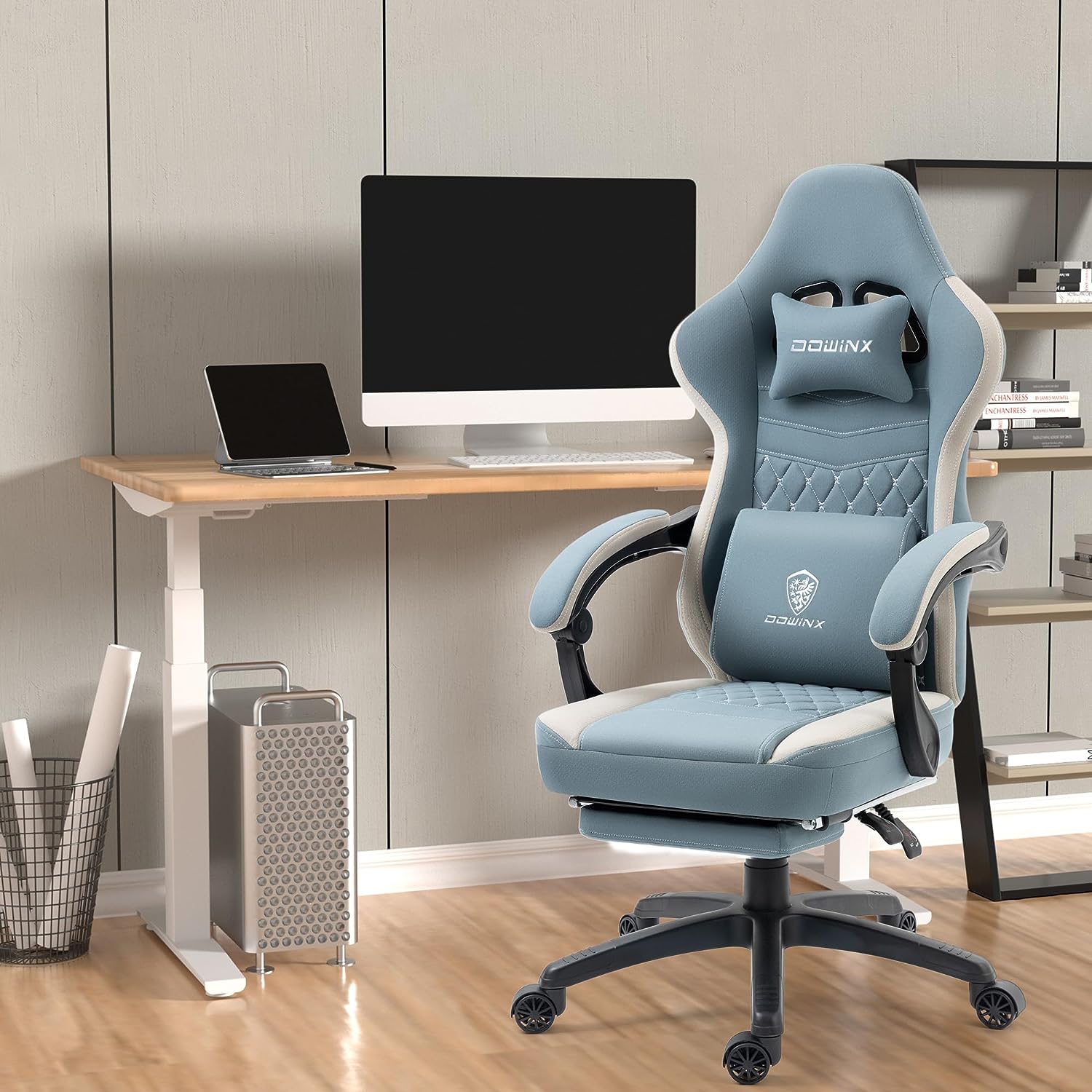 Gaming Chair Breathable Fabric - Ergonomic Seat with Lumbar Support & Massage Gel Pad Gaming Accessories