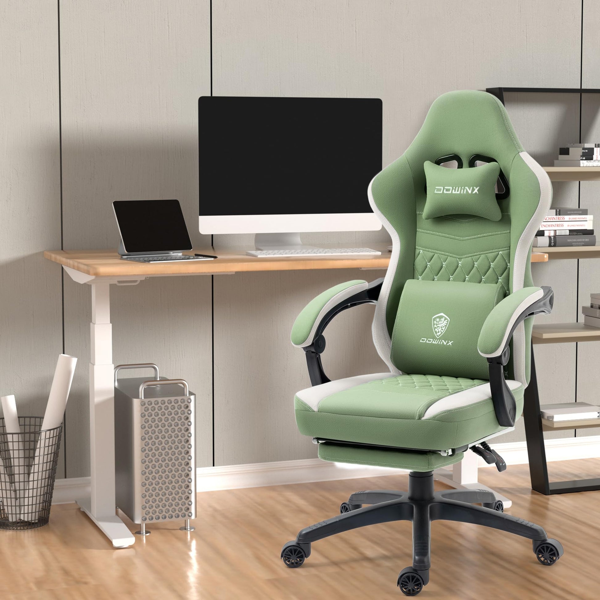 Gaming Chair Breathable Fabric - Ergonomic Seat with Lumbar Support & Massage Gel Pad Gaming Accessories