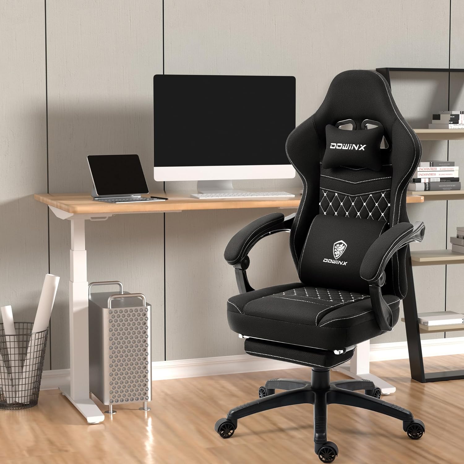 Gaming Chair Breathable Fabric - Ergonomic Seat with Lumbar Support & Massage Gel Pad Gaming Accessories