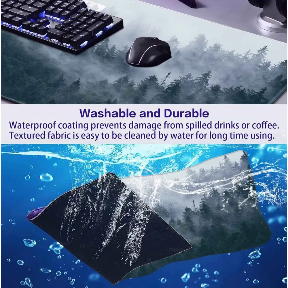Extended Gaming Mouse Pad - Large Waterproof Non-Slip Desk Mat with Stitched Edges