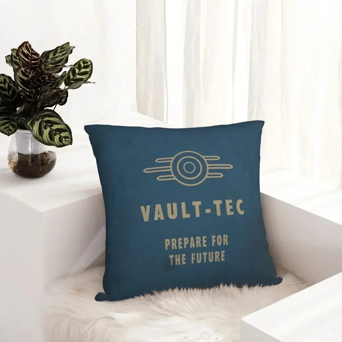 Fallout 4 Vault-Tec Logo Square Pillowcase, Decorative Cushion Cover, Polyester Throw Pillow Cover for Home Bedroom