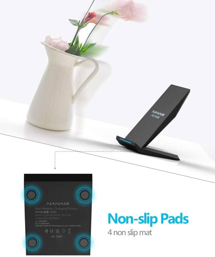 Fast Wireless Charger,NANAMI Qi Certified Wireless Charging Stand Compatible iPhone 15/15 Pro/15 Plus/15 Pro Max/14/14 Pro/13/12,Samsung Galaxy S24/S23/S22/S21/S20/Note 20 Ultra and Qi - Enabled Phone - Gapo Goods - Computer PC Gaming Accessories