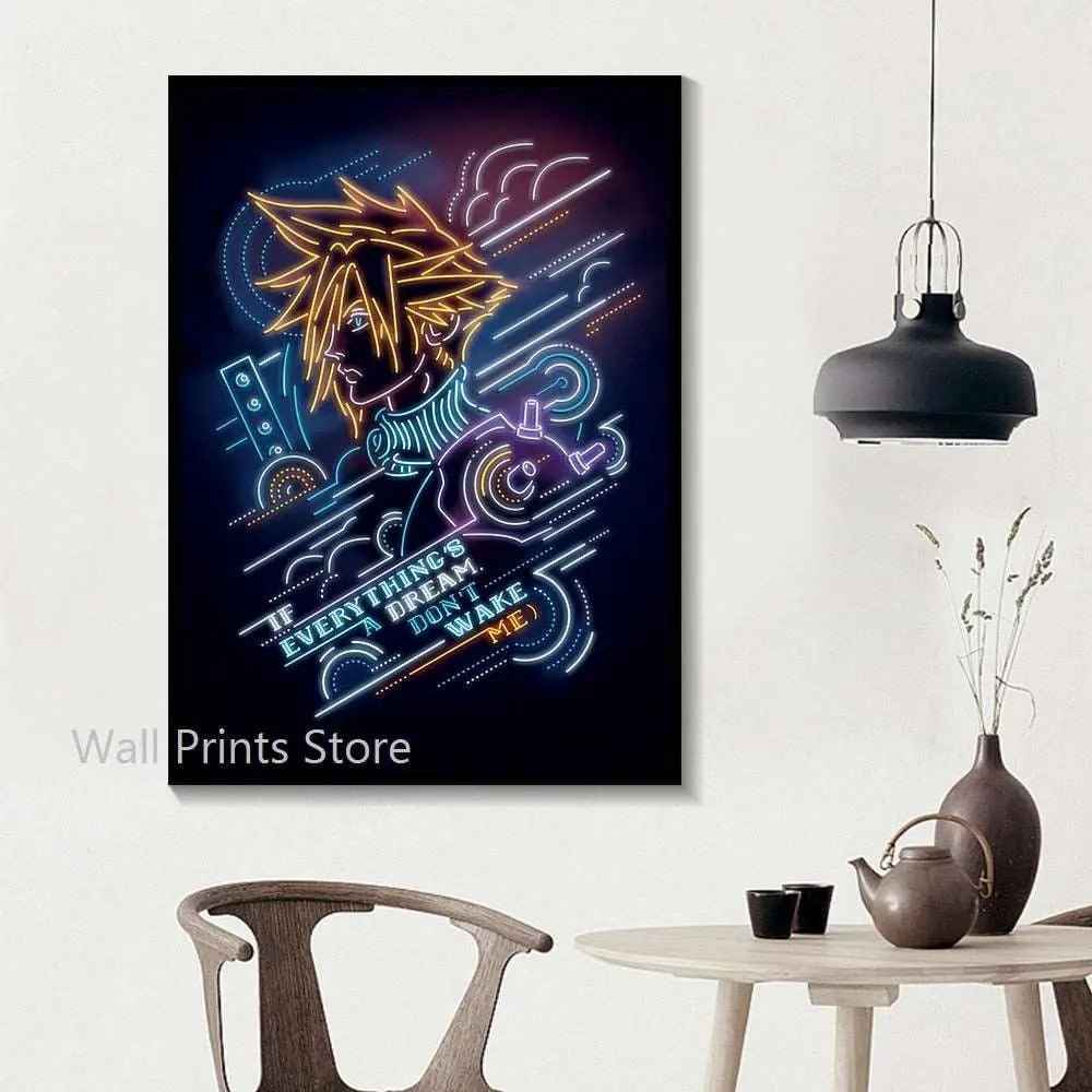 Final Fantasy 7 Poster – Tifa Cloud Aeris Canvas Game Wall Art Decoration Home Decor