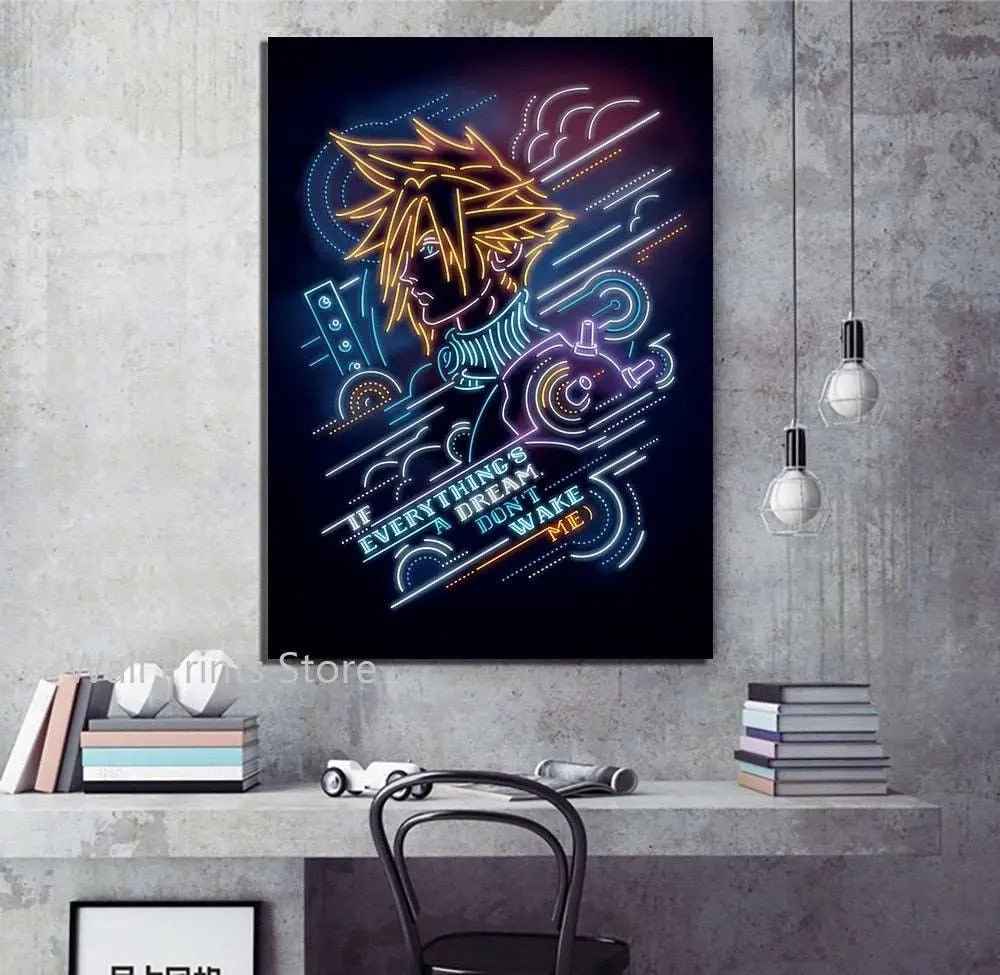 Final Fantasy 7 Poster – Tifa Cloud Aeris Canvas Game Wall Art Decoration Home Decor