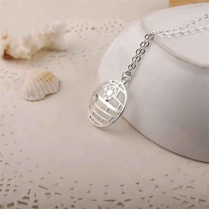 Star Wars Necklace – Galactic Empire Death Star Pendant Silver Chain