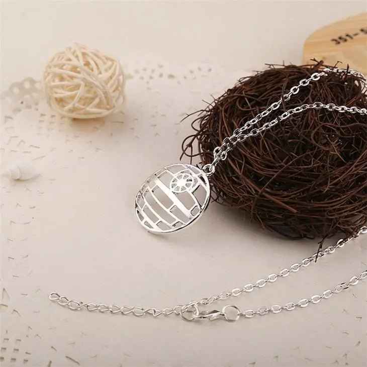 Star Wars Necklace – Galactic Empire Death Star Pendant Silver Chain