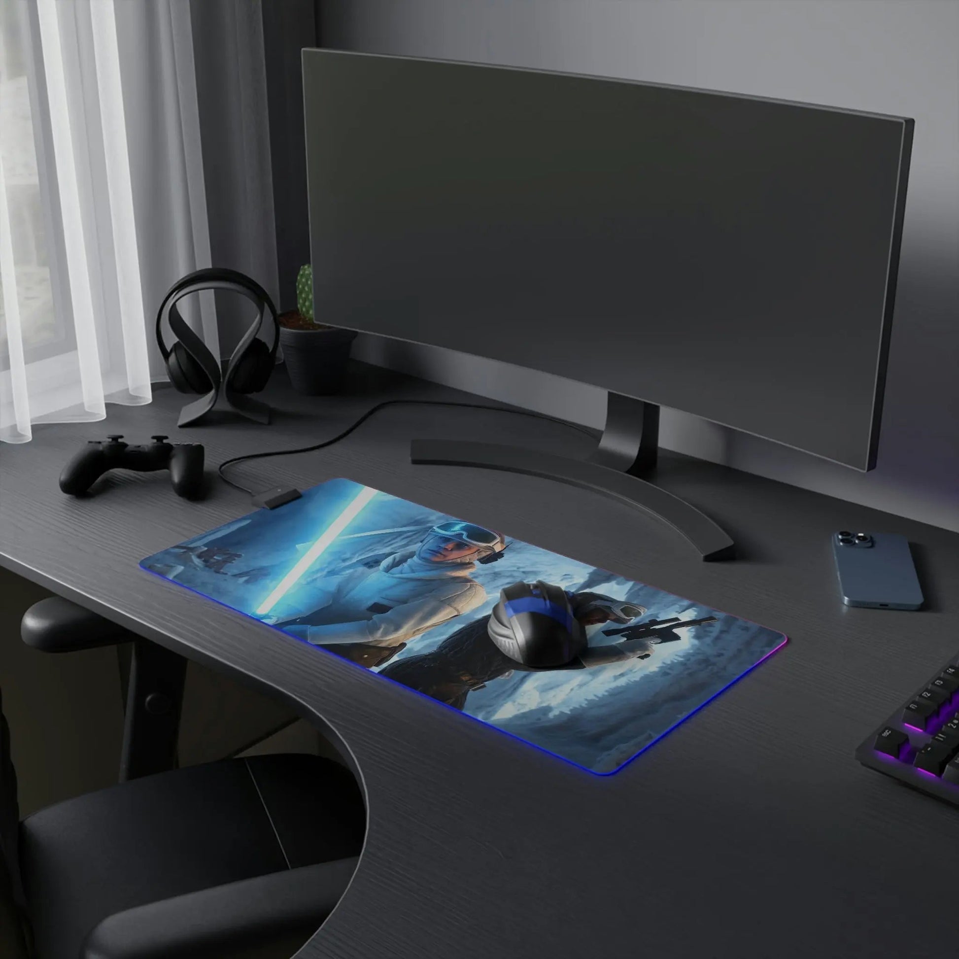 LED Gaming Desk Pad β Large Gaming Surface with Customizable LED Lighting & Non-Slip Base 23.6" x 11.8" Rectangle