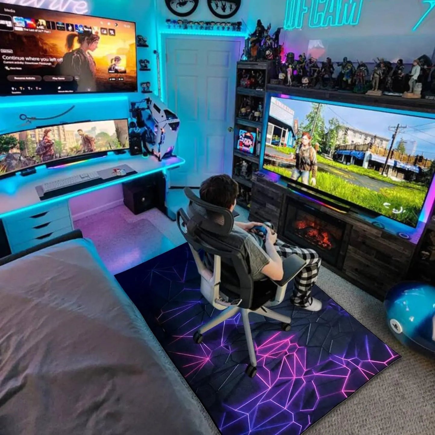 Gaming Area Rug – Large Teen Boys Carpet With Game Controller Design, Non-Slip Mat Home Decor