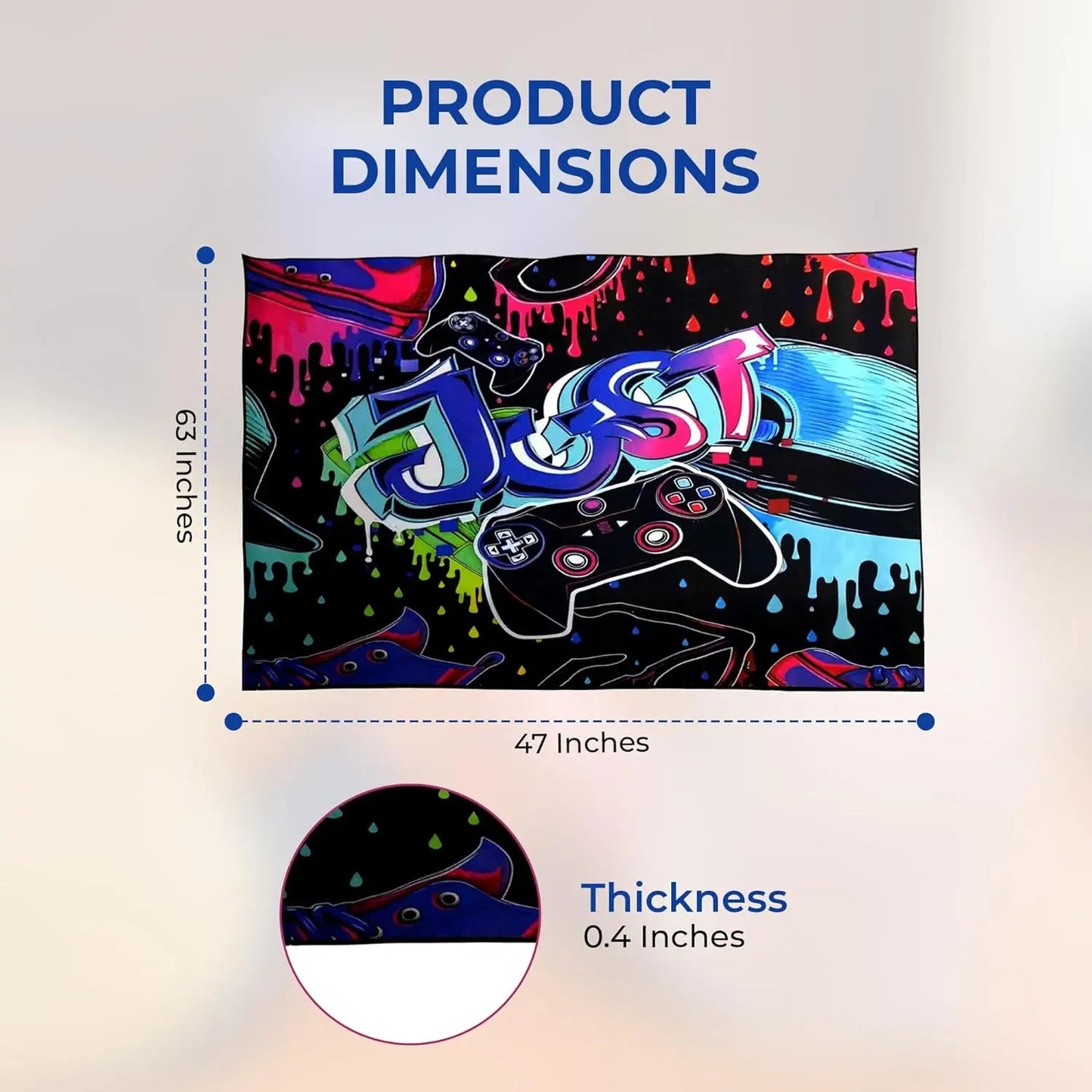 Gaming Area Rug – Large Teen Boys Carpet With Game Controller Design, Non-Slip Mat Home Decor