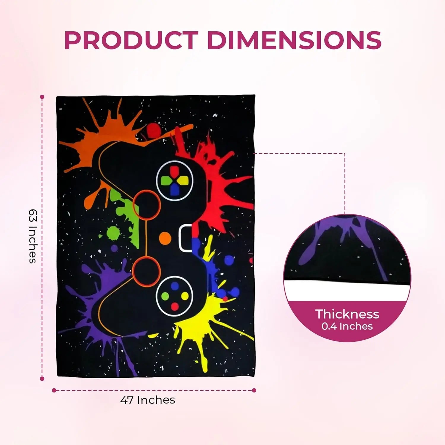 Gaming Area Rug – Large Teen Boys Carpet With Game Controller Design, Non-Slip Mat Home Decor