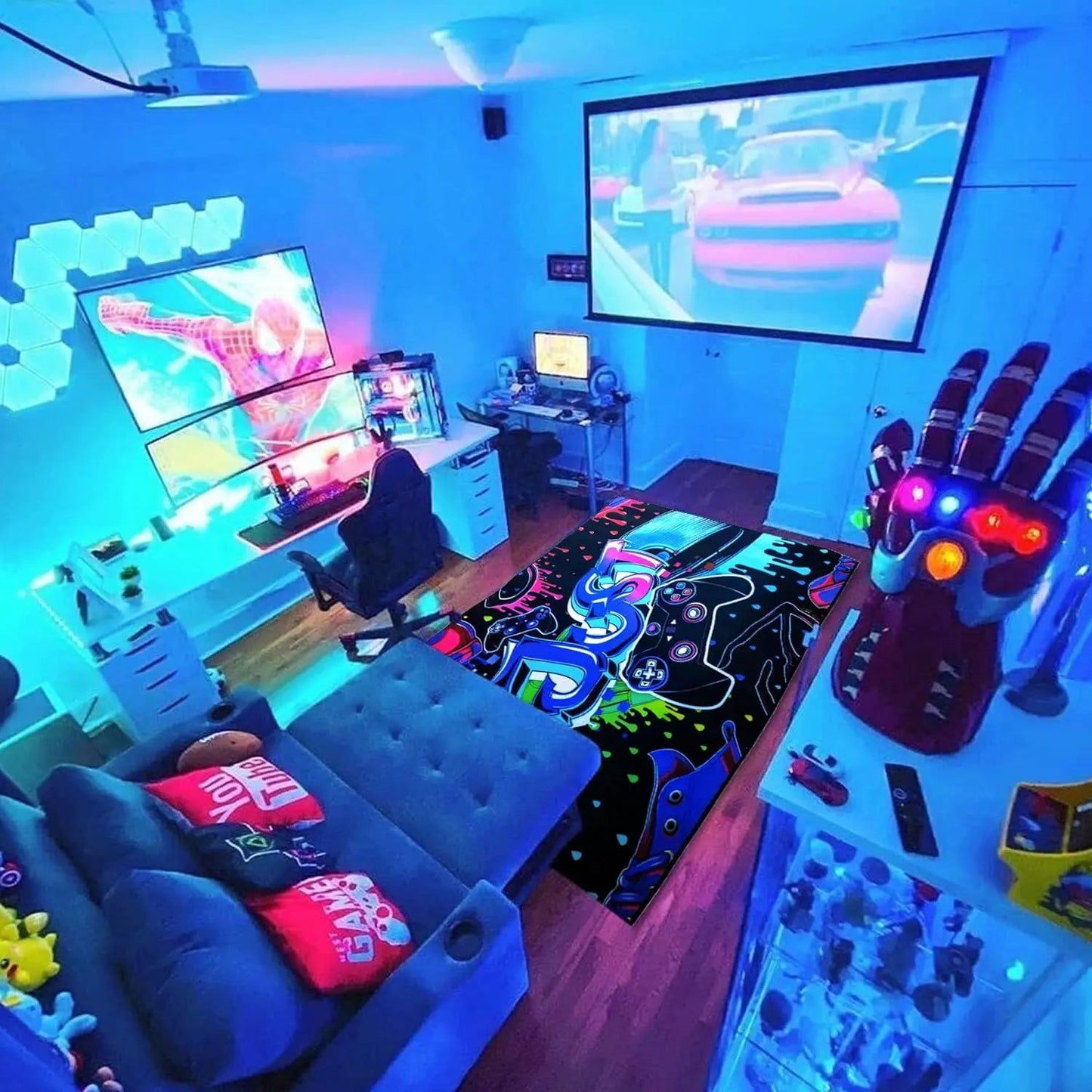 Gaming Area Rug – Large Teen Boys Carpet With Game Controller Design, Non-Slip Mat Gam_2 Home Decor