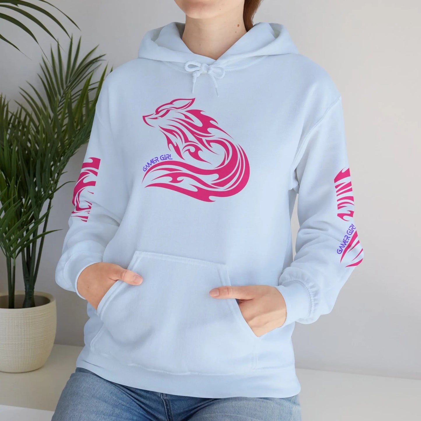 Gamer Girl Hoodie - Unisex Heavy Blend Hoodie with Printed Sleeve Sweatshirt Hoodie