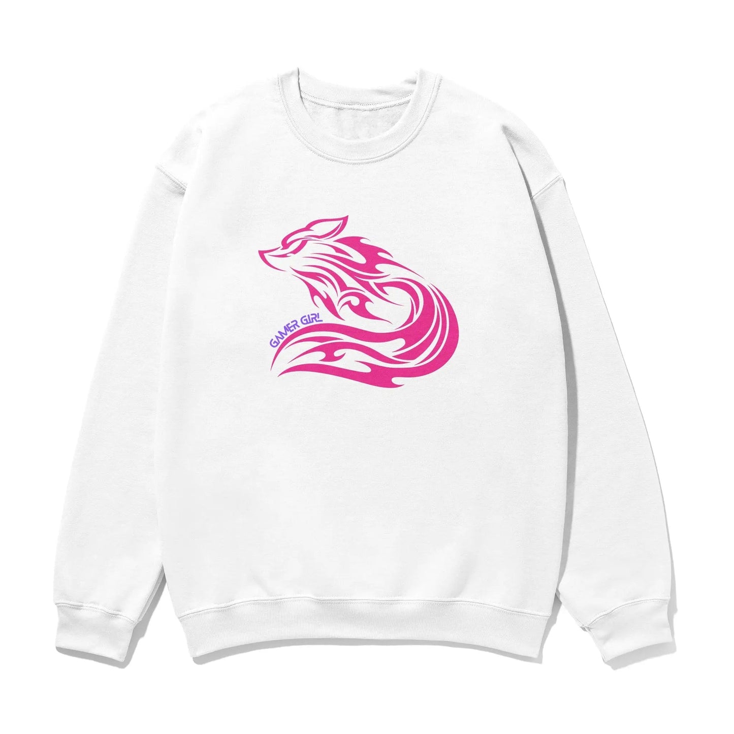 Gamer Girl Pink Fox Unisex Printed Sweatshirt with Sleeve - Perfect for Gaming Enthusiasts - Gapo Goods - Sweatshirt