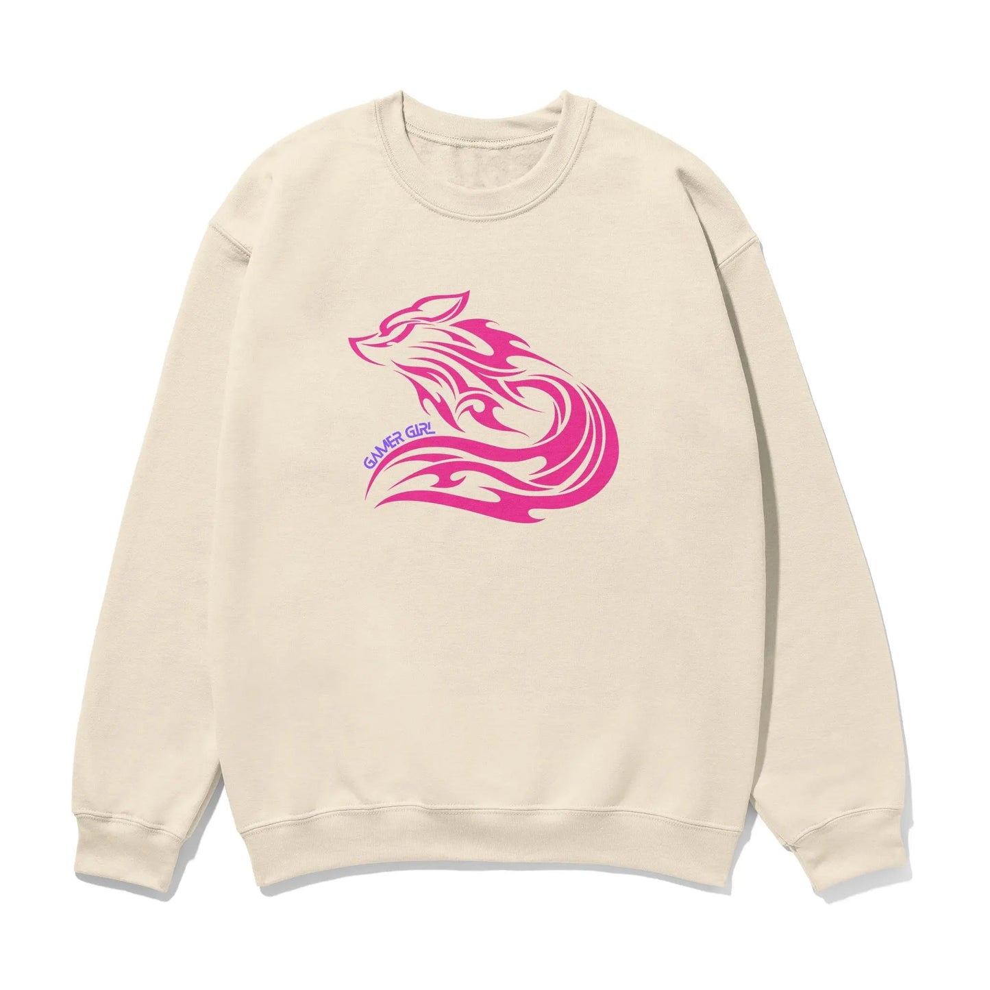 Gamer Girl Pink Fox Unisex Printed Sweatshirt with Sleeve - Perfect for Gaming Enthusiasts - Gapo Goods - Sweatshirt