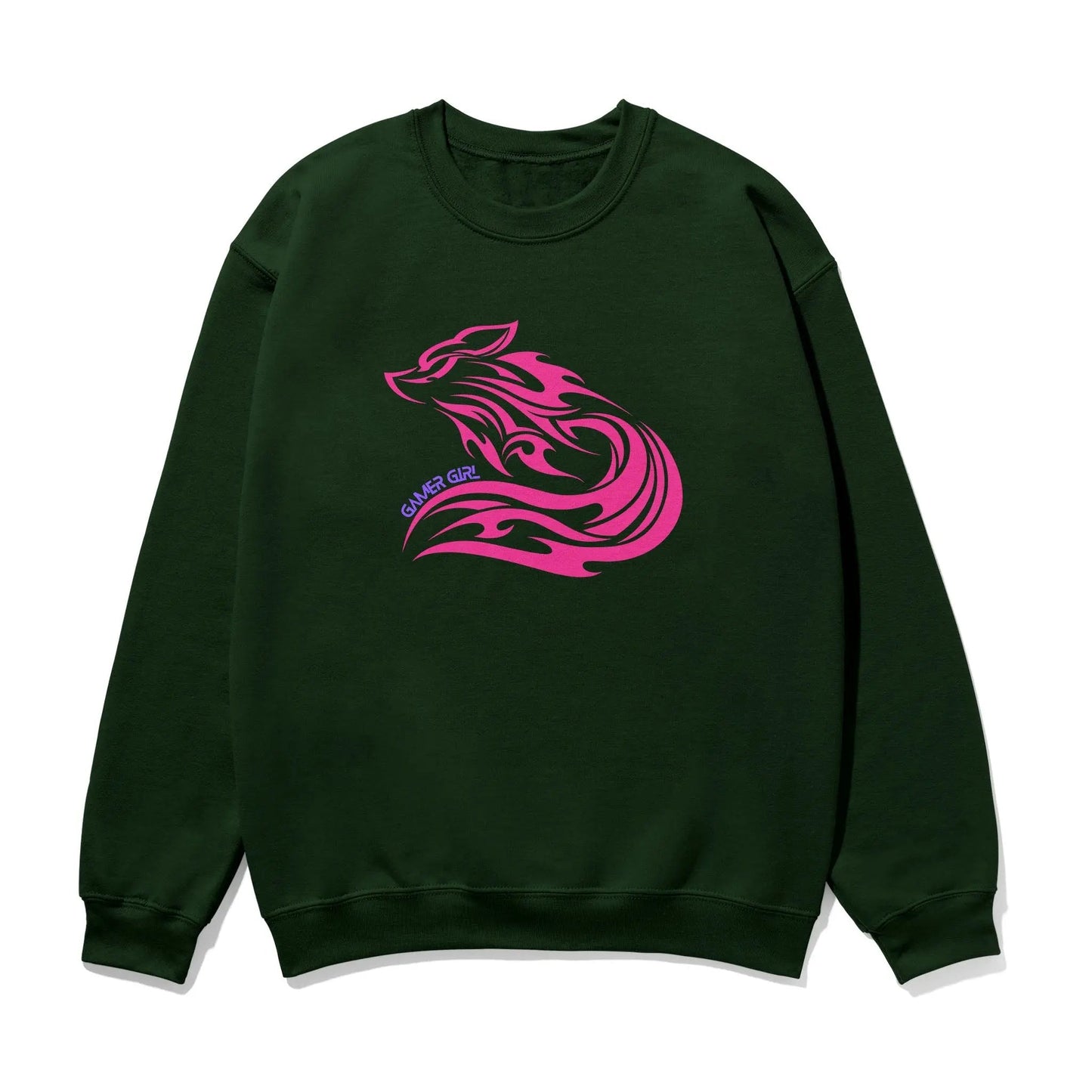 Gamer Girl Pink Fox Unisex Printed Sweatshirt with Sleeve - Perfect for Gaming Enthusiasts - Gapo Goods - Sweatshirt
