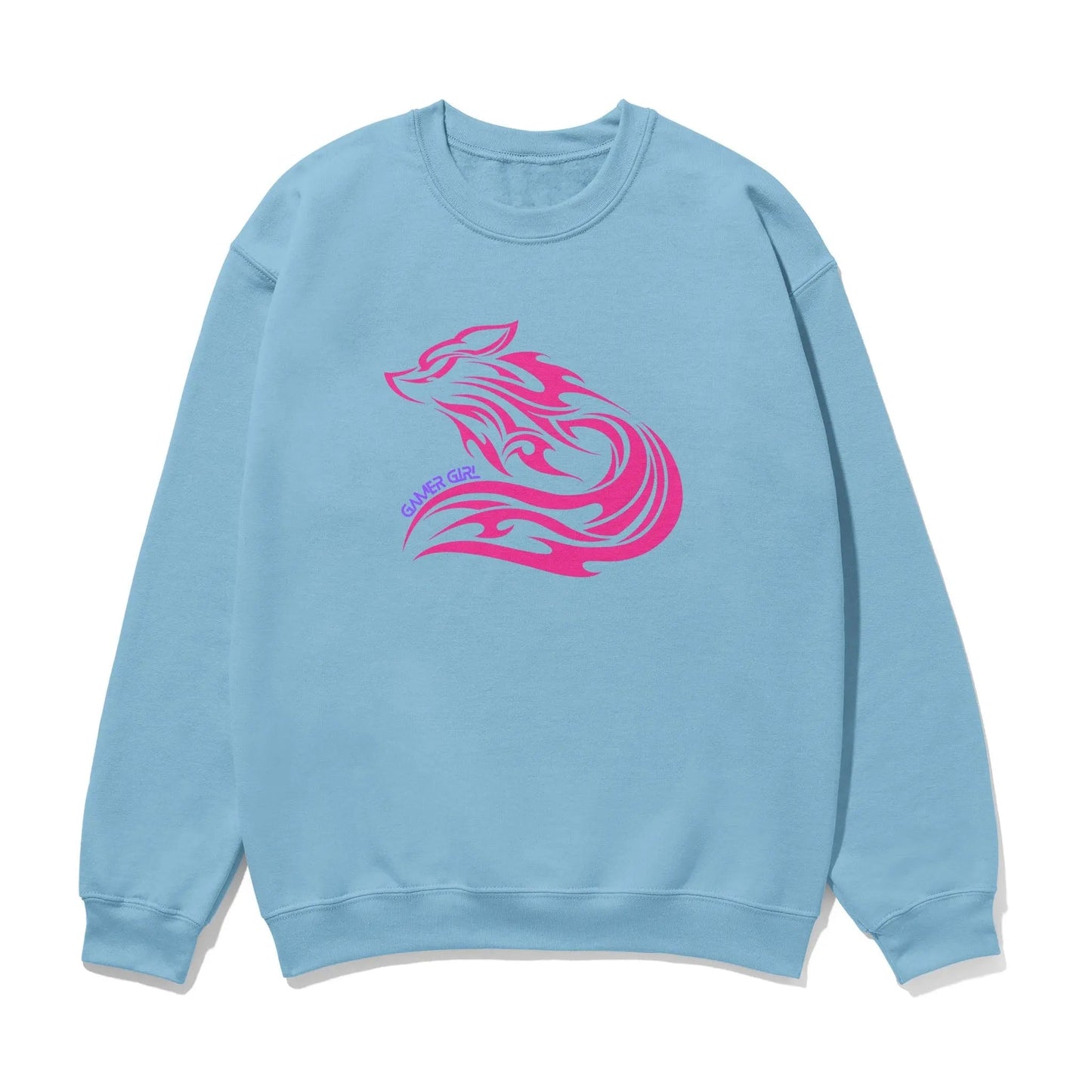Gamer Girl Pink Fox Unisex Printed Sweatshirt with Sleeve - Perfect for Gaming Enthusiasts - Gapo Goods - Sweatshirt