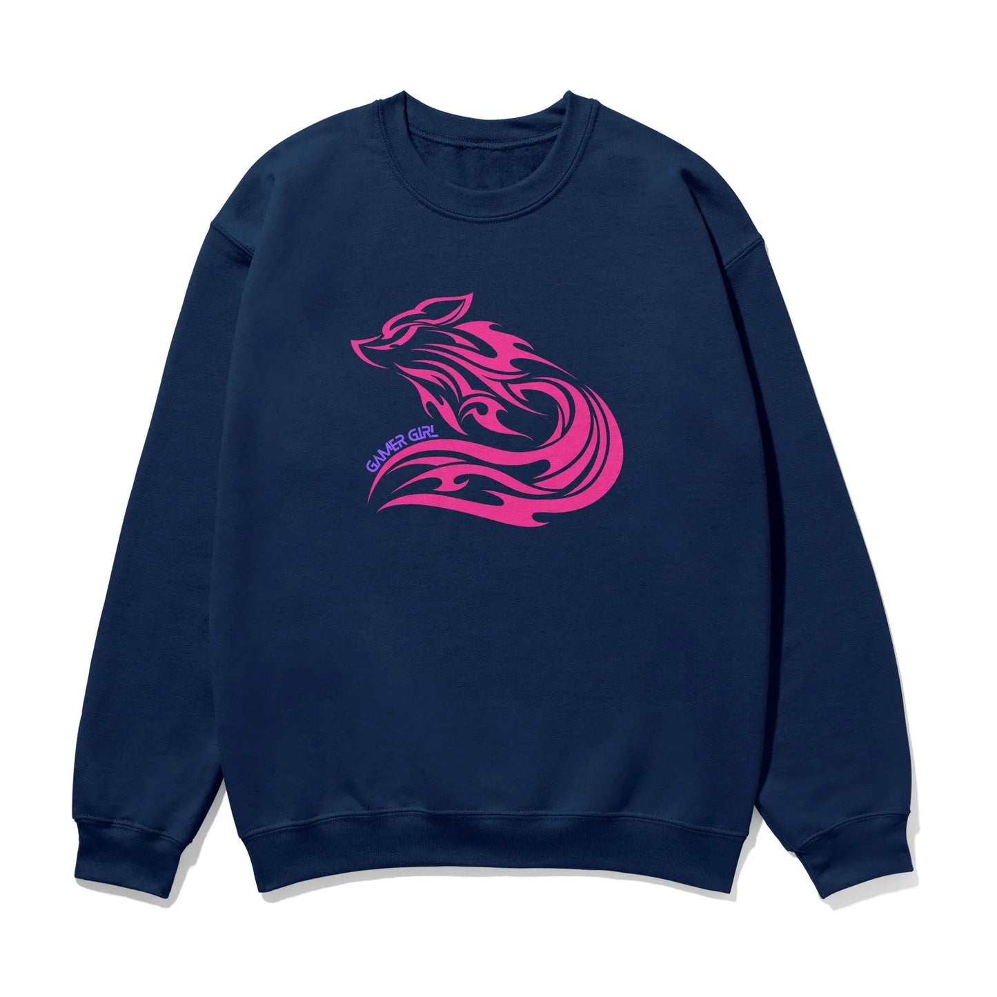 Gamer Girl Pink Fox Unisex Printed Sweatshirt with Sleeve - Perfect for Gaming Enthusiasts - Gapo Goods - Sweatshirt