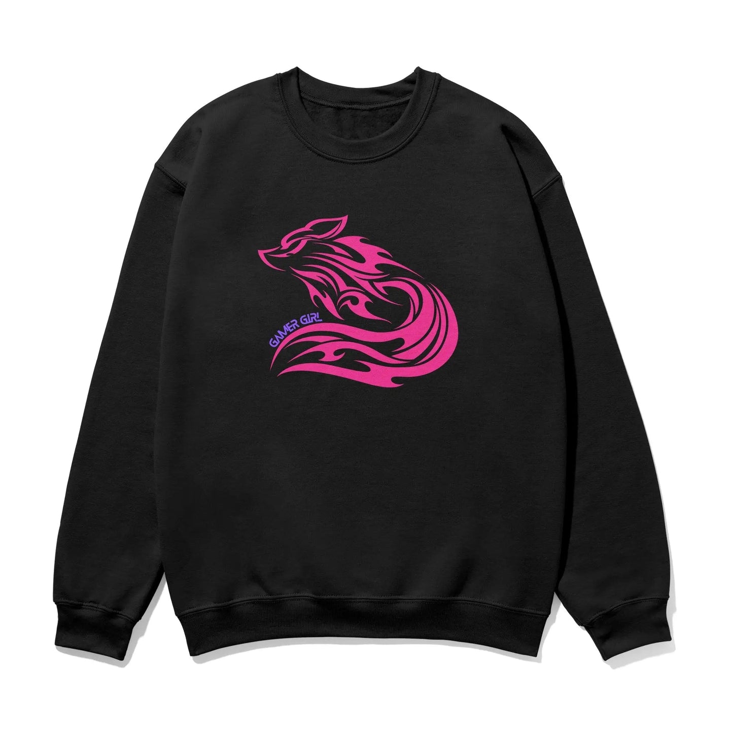 Gamer Girl Pink Fox Unisex Printed Sweatshirt with Sleeve - Perfect for Gaming Enthusiasts - Gapo Goods - Sweatshirt