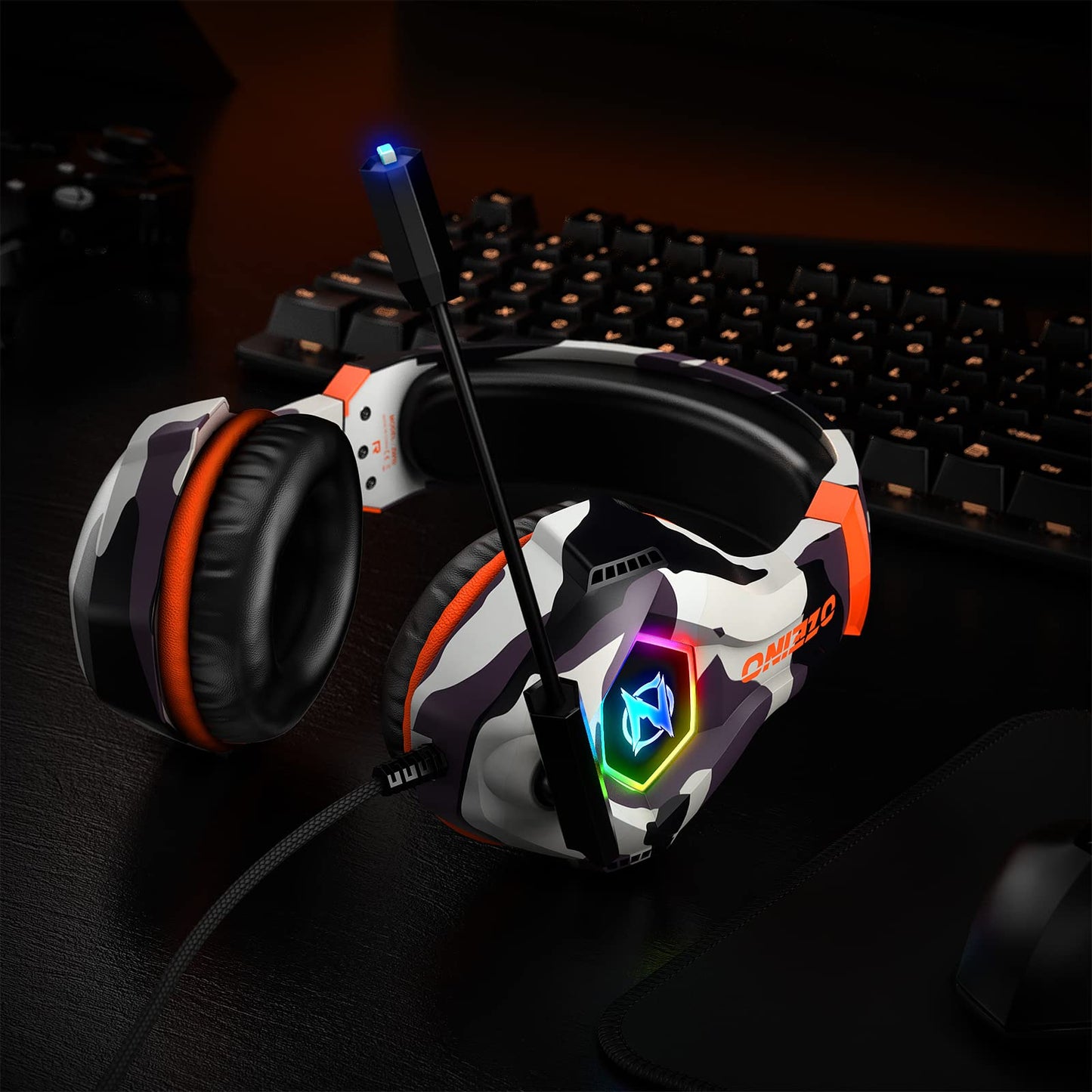 Gaming Headset PS4 Headset, Xbox Headset with 7.1 Surround Sound, Gaming Headphones with Noise Cancelling Mic RGB Light Memory Earmuffs for PC, PS5, PS4, Xbox Series X/S, Xbox one, Switch - Gapo Goods - Computer PC Gaming Accessories