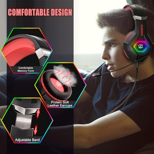 Gaming Headset PS4 Headset, Xbox Headset with 7.1 Surround Sound, Gaming Headphones with Noise Cancelling Mic RGB Light Memory Earmuffs for PC, PS5, PS4, Xbox Series X/S, Xbox one, Switch - Gapo Goods - Computer PC Gaming Accessories