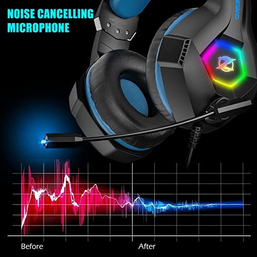 Gaming Headset PS4 Headset, Xbox Headset with 7.1 Surround Sound, Gaming Headphones with Noise Cancelling Mic RGB Light Memory Earmuffs for PC, PS5, PS4, Xbox Series X/S, Xbox one, Switch - Gapo Goods - Computer PC Gaming Accessories