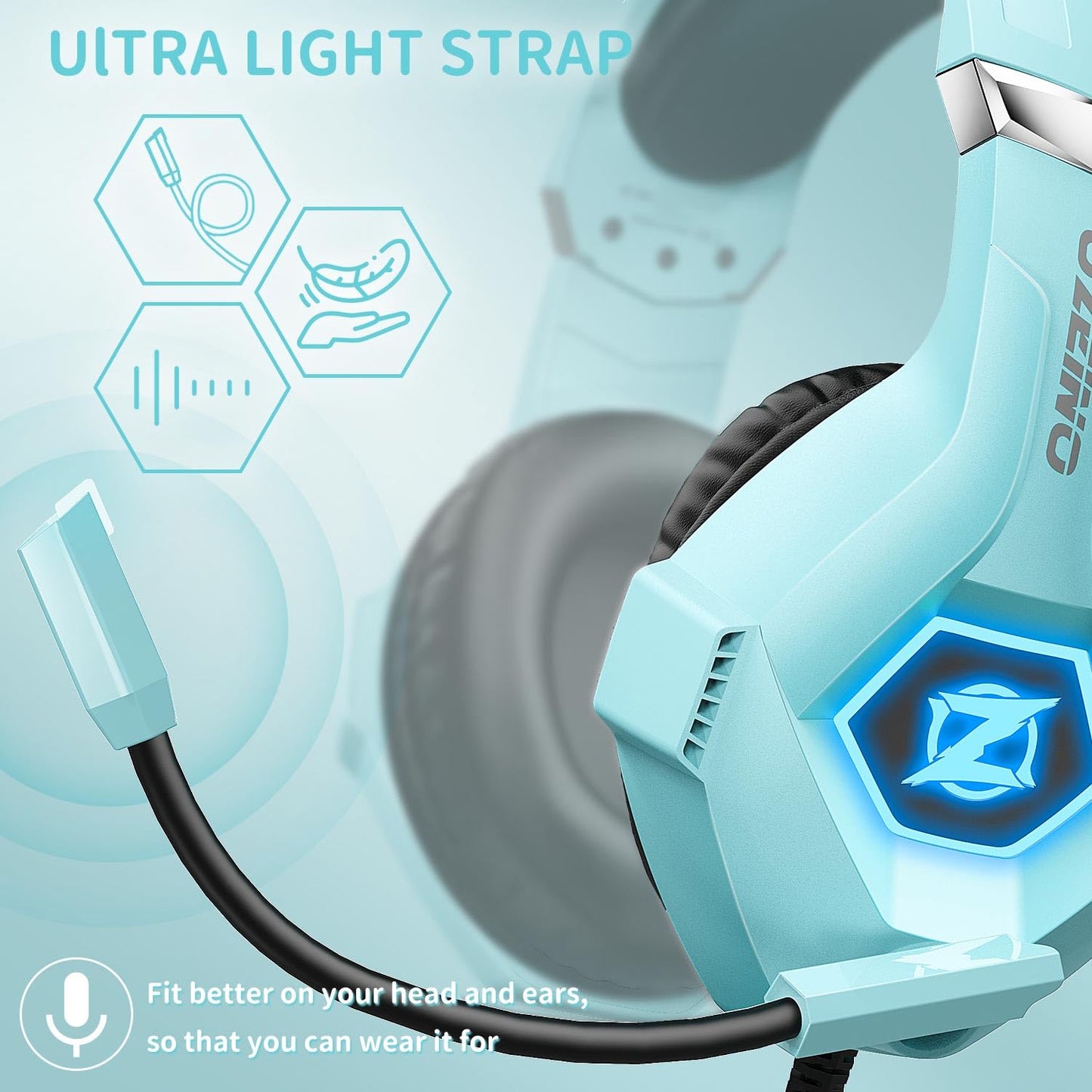 Gaming Headset PS4 Headset, Xbox Headset with 7.1 Surround Sound, Gaming Headphones with Noise Cancelling Mic RGB Light Memory Earmuffs for PC, PS5, PS4, Xbox Series X/S, Xbox one, Switch - Gapo Goods - Computer PC Gaming Accessories
