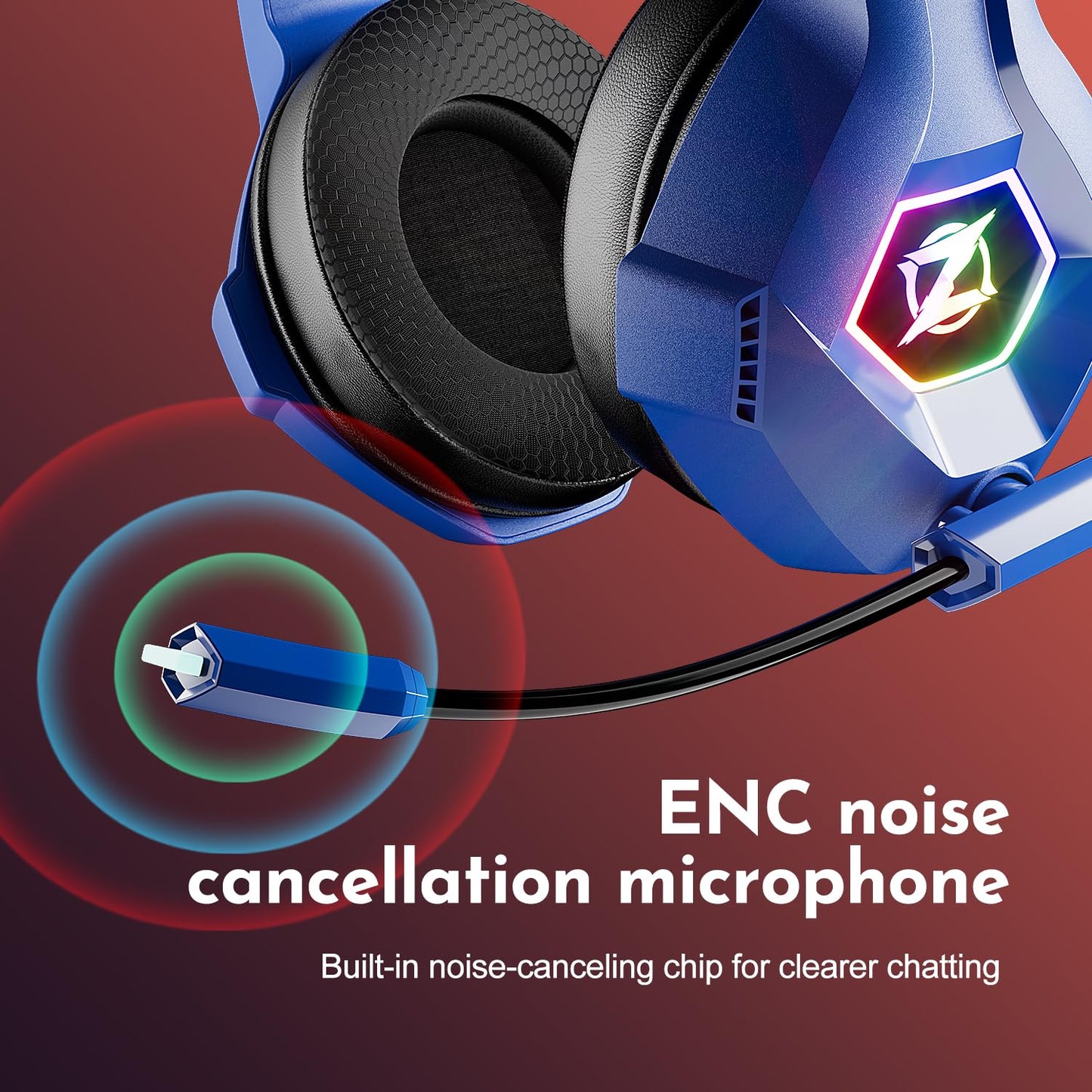Gaming Headset PS4 Headset, Xbox Headset with 7.1 Surround Sound, Gaming Headphones with Noise Cancelling Mic RGB Light Memory Earmuffs for PC, PS5, PS4, Xbox Series X/S, Xbox one, Switch - Gapo Goods - Computer PC Gaming Accessories