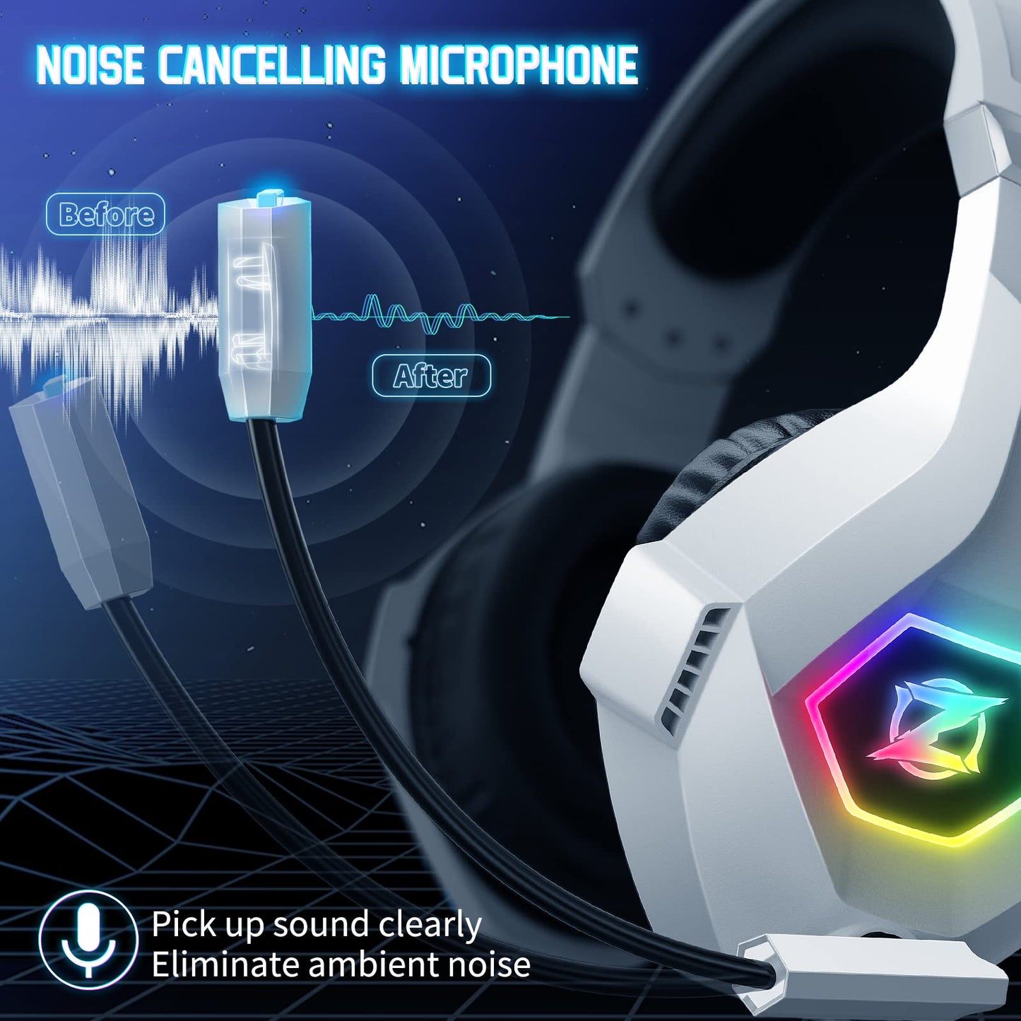 Gaming Headset PS4 Headset, Xbox Headset with 7.1 Surround Sound, Gaming Headphones with Noise Cancelling Mic RGB Light Memory Earmuffs for PC, PS5, PS4, Xbox Series X/S, Xbox one, Switch - Gapo Goods - Computer PC Gaming Accessories