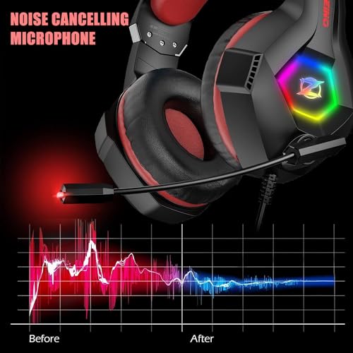 Gaming Headset PS4 Headset, Xbox Headset with 7.1 Surround Sound, Gaming Headphones with Noise Cancelling Mic RGB Light Memory Earmuffs for PC, PS5, PS4, Xbox Series X/S, Xbox one, Switch - Gapo Goods - Computer PC Gaming Accessories