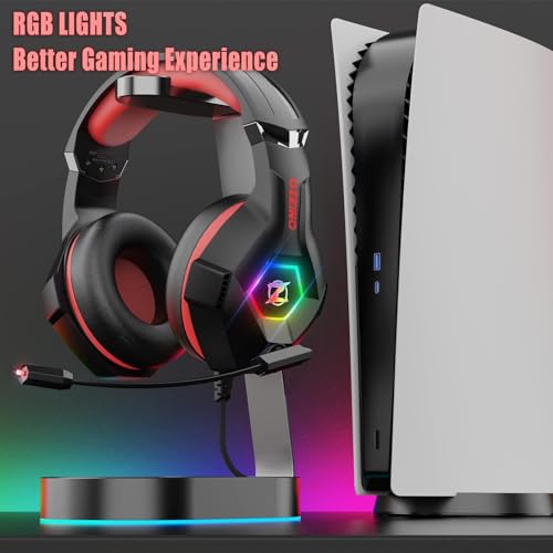 Gaming Headset PS4 Headset, Xbox Headset with 7.1 Surround Sound, Gaming Headphones with Noise Cancelling Mic RGB Light Memory Earmuffs for PC, PS5, PS4, Xbox Series X/S, Xbox one, Switch - Gapo Goods - Computer PC Gaming Accessories