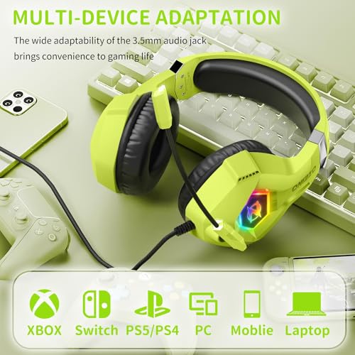 Gaming Headset PS4 Headset, Xbox Headset with 7.1 Surround Sound, Gaming Headphones with Noise Cancelling Mic RGB Light Memory Earmuffs for PC, PS5, PS4, Xbox Series X/S, Xbox one, Switch - Gapo Goods - Computer PC Gaming Accessories